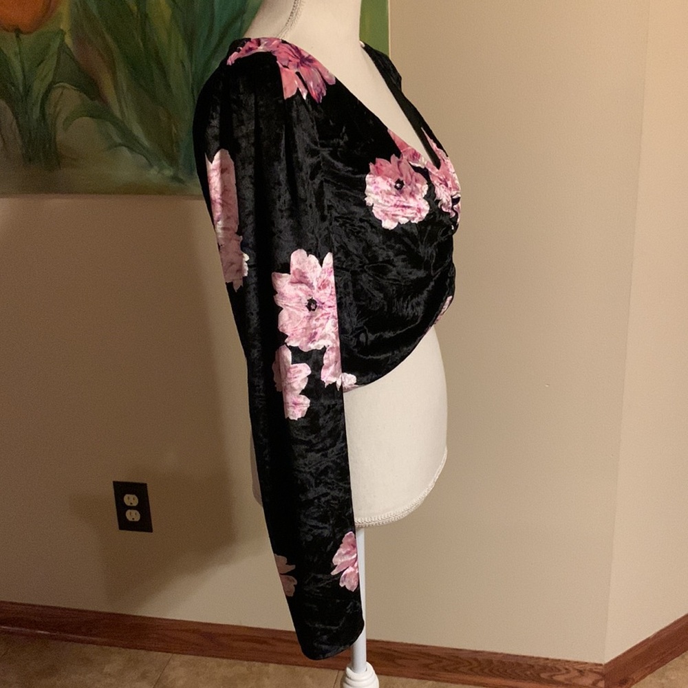 🎉Host Pick🎉 WAYF Ruched Long Sleeve Velvet Crop Top - Picture 5 of 10